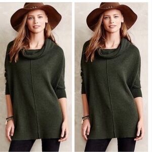 Anthropologie Field Flower Olive 3/4 Cowl Sweater